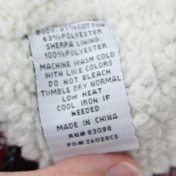 Ci Sono Button Down Shirt Women's Sz Large Shacket Plaid Collection Sherpa Line - Picture 5 of 5